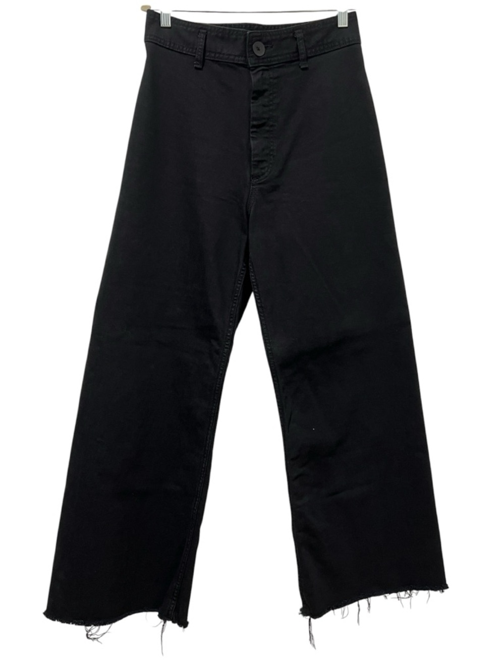 Zara Black Marine Straight Jeans 8 Raw Hem - Picture 2 of 7